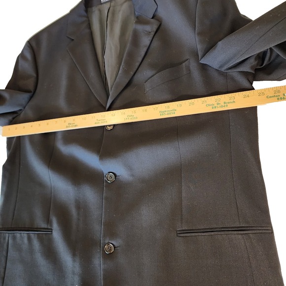 Hugo Boss Made In Turkey 100% Virgin Wool Black Suit Coat 46 L - Picture 6 of 11